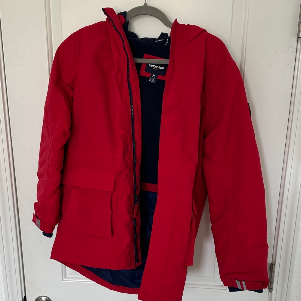 Lands' End Kids Squall Waterproof Red Winter Jacket